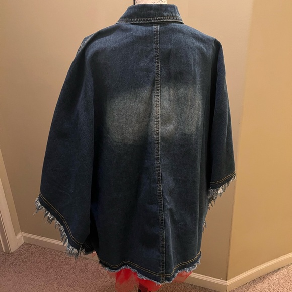 SHEIN Blue Denim Cape with Frayed Details - Picture 2 of 4